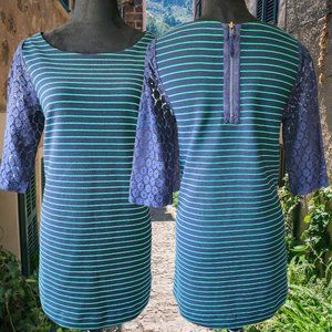 ANTHROPOLOGIE (SM) Postmark TUNIC/DRESS Stripes & Lace